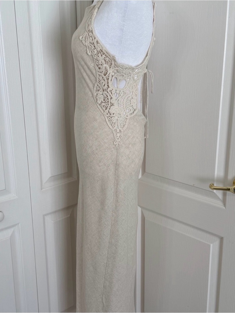 Zara Cream Crochet-Back Slip Dress - Picture 8 of 12